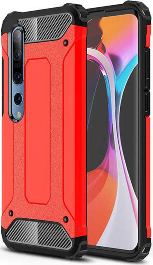 Xiaomi Mi 10 Kapak Çift Katmanlı Zırh Tank Kılıf - Kırmızı