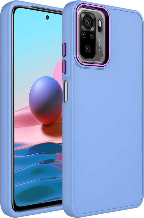 Xiaomi Redmi Note 10 Kapak Renkli Metal Kamera Çerçeveli Class İçi Kadife Lasnman Kılıf - Lila