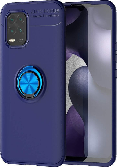 Xiaomi Mi 10 Lite Kılıf Renkli Yüzüklü Manyetik Silikon Kapak Mavi - Mavi