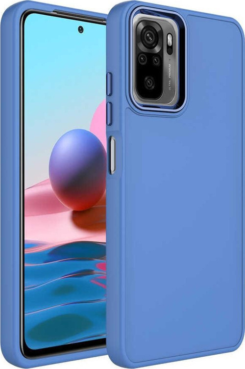Xiaomi Redmi Note 10 Kapak Renkli Metal Kamera Çerçeveli İçi Kadife Lasnman Kılıf - Petrol Mavisi