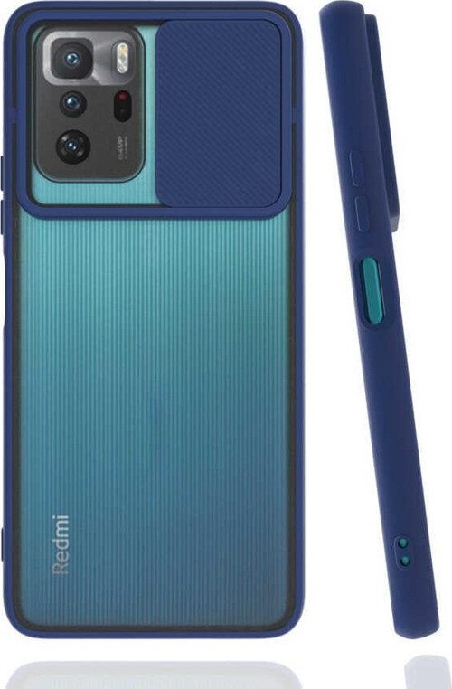 Xiaomi POCO X3 GT Kapak Lensi Açılır Kapanır Kamera Korumalı Silikon Kılıf - Lacivert