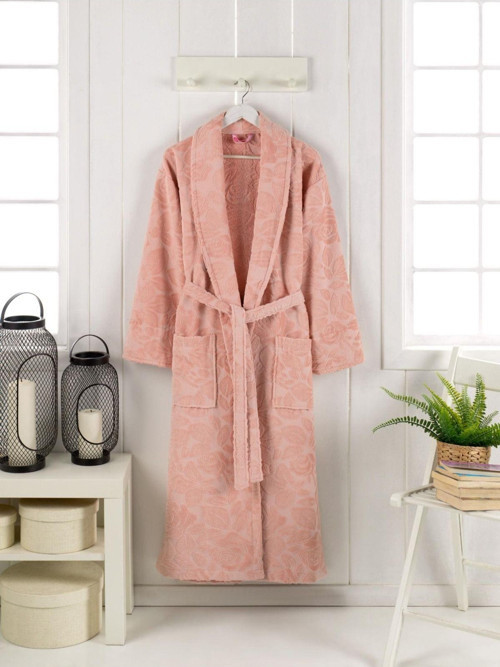 %100 Cotton Asiya 1. Sınıf Ihraç Ürünü Kadife Şal Yaka Bornoz