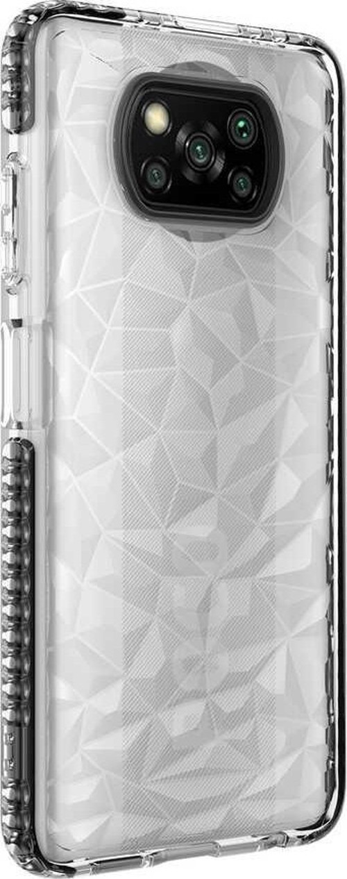 Xiaomi Poco X3 Kapak Prizma Darbe Emici Arkası Şeffaf Silikon Kılıf - Siyah