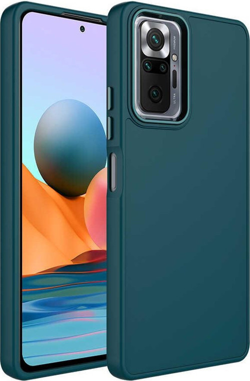 Xiaomi Redmi Note 10 Pro Kapak Renkli Metal Kamera Çerçeveli Class İçi Kadife Lasnman Kılıf - Yeşil