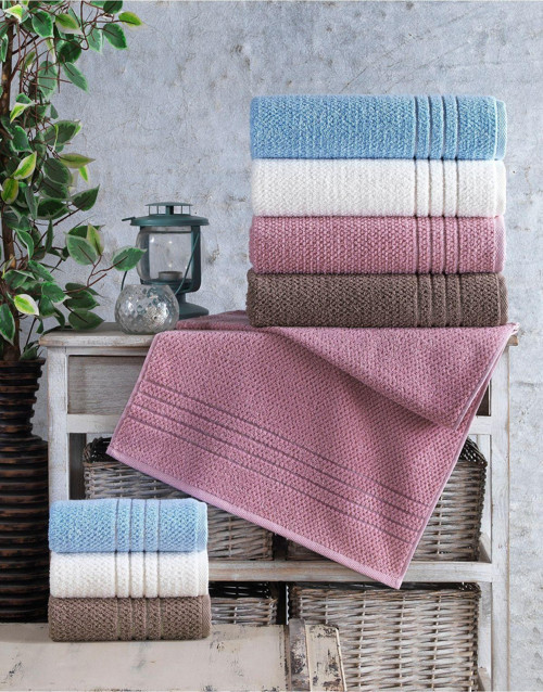 %100 Cotton Carry Jakarlı 50X90 Cm El Ve Yüz Havlusu 4 Lü Set