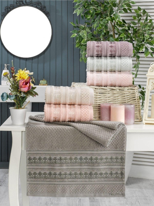 Annem Venedik Aır Coton 50X90 Cm Çeyizlik Ihraç Malı El&Yüz 6'Lı Lüks Havlu Set (Özel Çantalı)