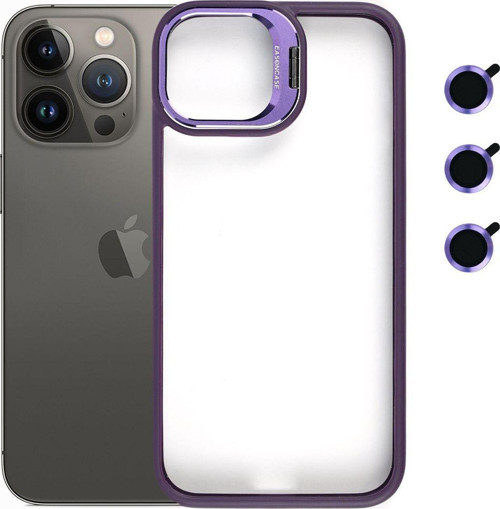 İphone 13 Pro Max Kılıf Kamera Standlı +Lens Koruyuculu Kapak