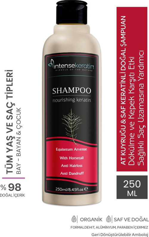 Hyaluronik Asit Ile Zengin Keratinli Organik At Kuyruğu Şampuanı 250Ml