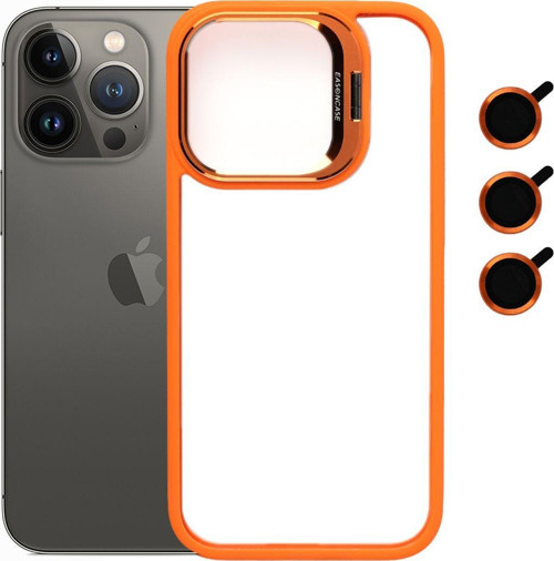 İphone 14 Pro Kılıf Kamera Standlı +Lens Koruyuculu Kapak