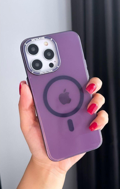 İphone 14 Pro Max Kamera Çıkıntılı Renkli Şeffaf Mika Kılıf – Magsafe Destekli Koruyucu Kapak