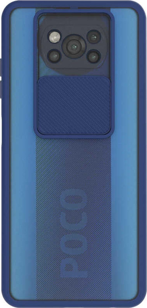 Xiaomi Poco X3 Pro Kapak Lensi Açılır Kapanır Kamera Korumalı Silikon Kılıf - Lacivert