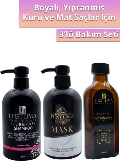 Yıpranmış Saçlara Özel Bakım Şampuanı & Yoğun Bakım Maskesi & Parlaklık Ve Işıltı Veren Serum