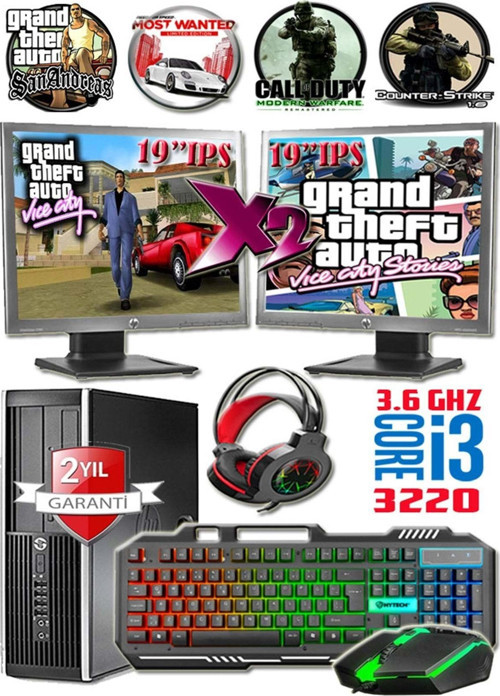 Eko11/İ3 3220 8Gb Ram 128Gbssd 120Gbhdd/2X 19"Ips Çift Monitör