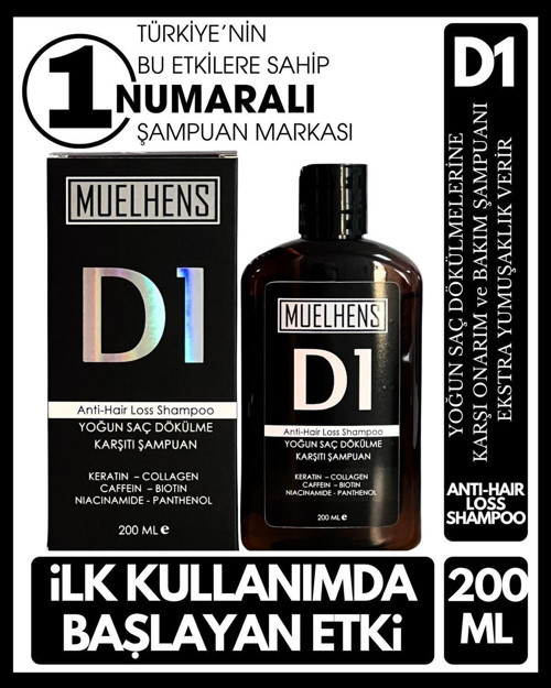 D1 Yoğun Saç Dökülme Karşıtı Şampuan 200 Ml - Antı Haır Loss Shampoo