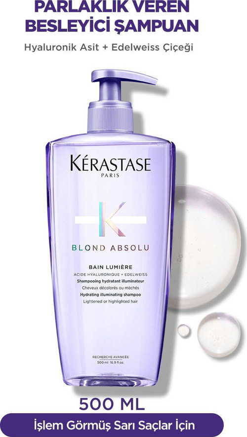 Blond Absolu Bain Lumiere Işlem Görmüş Sarı Saçlar Için Parlaklık Veren Şampuan 500 Ml