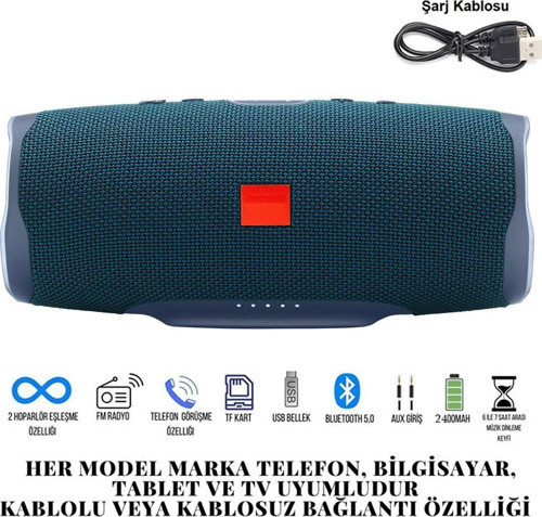 Char4 Tws Bluetooth Hoparlör - Fm Radyo, Tf Kart, Aux, 2400Mah Batarya, Ipx7 Suya Dayanıklı