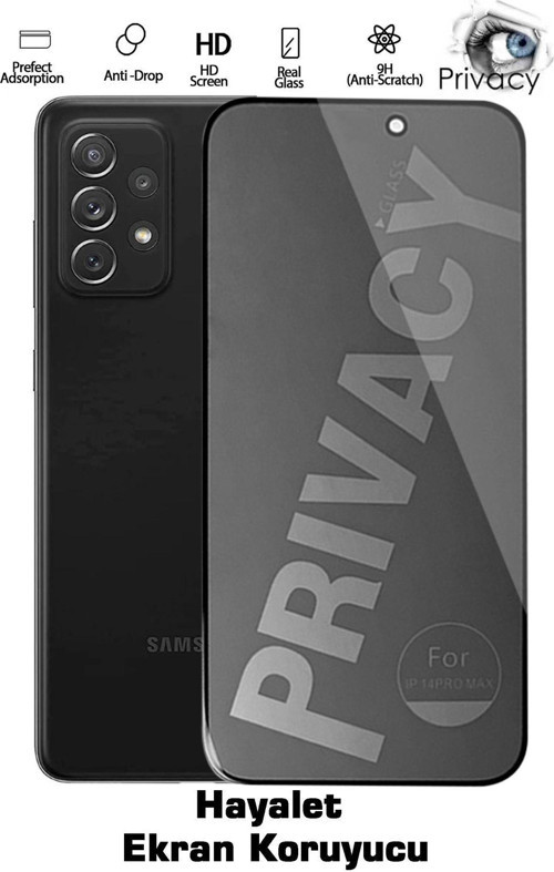 Samsung A72 Uyumlu Tam Kapatan Hayalet Ekran Koruyucu Privacy Tamperli Kırılmaz Cam