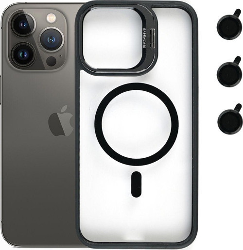 İphone 13 Pro Kılıf Magsafe Uyumlu Kamera Standlı +Lens Koruyuculu Kapak