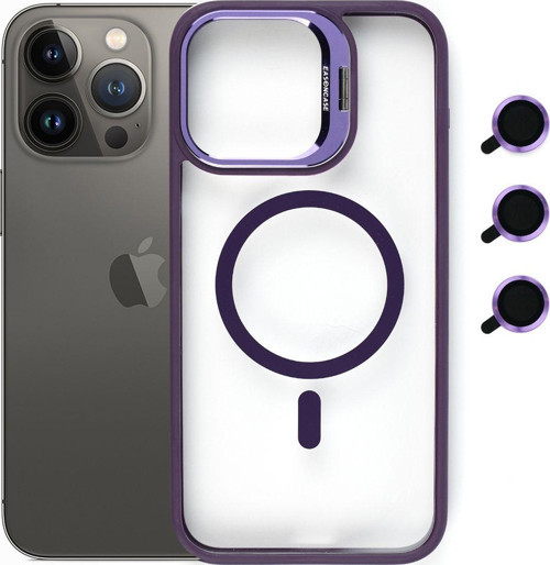 İphone 13 Pro Kılıf Magsafe Uyumlu Kamera Standlı +Lens Koruyuculu Kapak