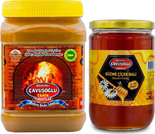 Odun Ateşinde Karafırın Kepekli Bozkır Tahini 930G + Doğal Süzme Çiçek Balı 845G