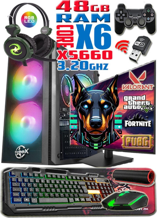 Doberman Xeon X5660 3.20Ghz 48Gb Ram 512Gb Ssd R7 240-4Gb E.Kartı 20" Monitör Gaming Bilgisayar