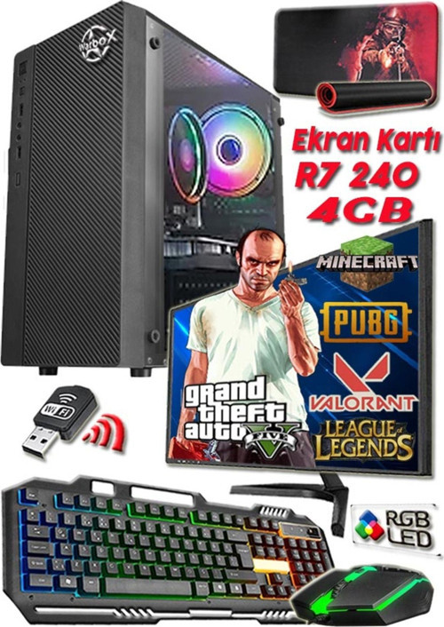 Trevor Pro I3 3220 8Gb Ram 256Gb Ssd 250Gb Hdd R7 240 4Gb E.Kartı 19.5 Hd Monitör