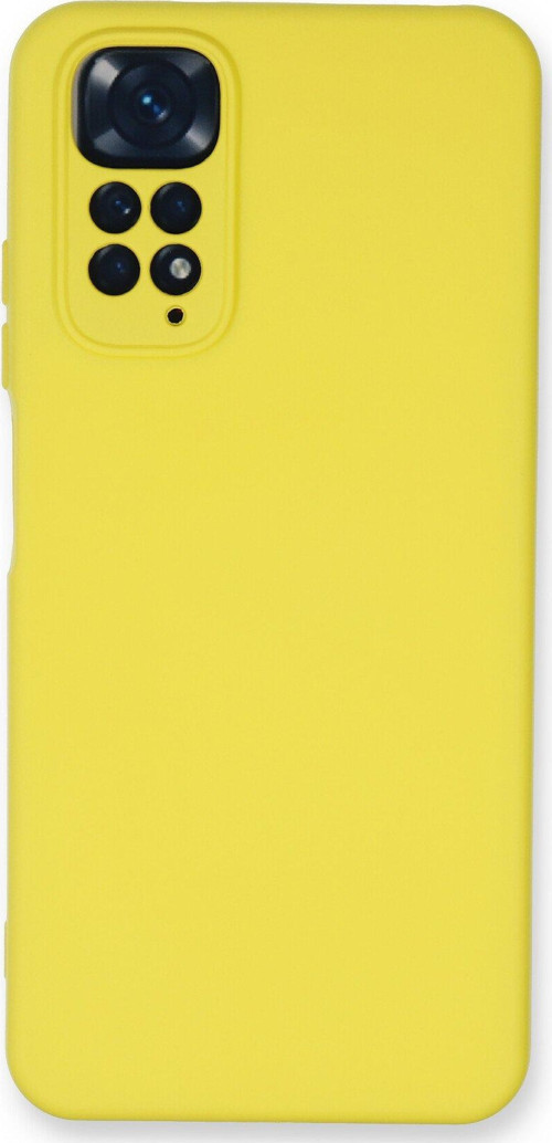 Xiaomi Redmi Note 11 Global Kapak İçi Kadife Kamera Korumalı Lansman Silikon Kılıf - Sarı