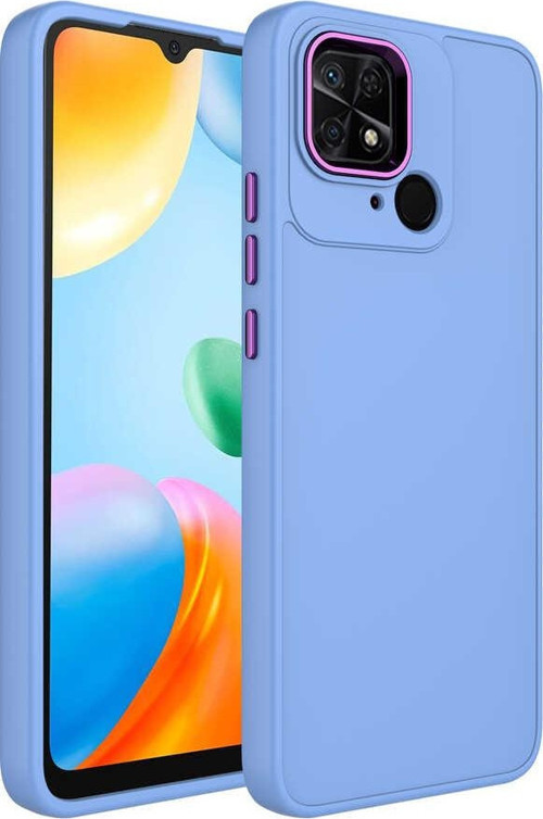 Xiaomi Redmi 10C Kapak Renkli Metal Kamera Çerçeveli Class İçi Kadife Lasnman Kılıf - Lila