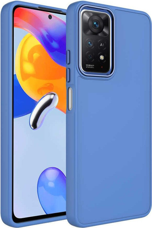 Xiaomi Redmi Note 11 Kapak Renkli Metal Kamera Çerçeveli İçi Kadife Lasnman Kılıf - Petrol Mavisi