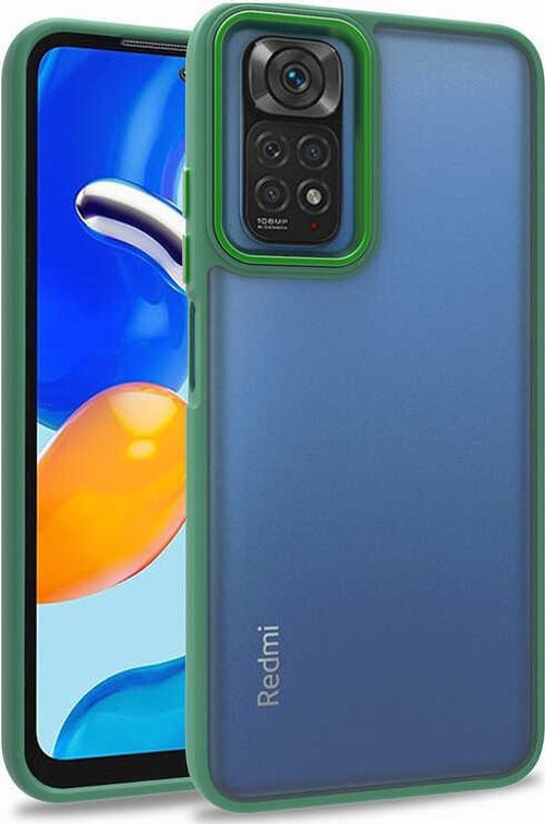Xiaomi Redmi Note 11 Pro 5G Kapak Metal Kamera Korumalı Arkası Şeffaf Silikon Kılıf - Yeşil