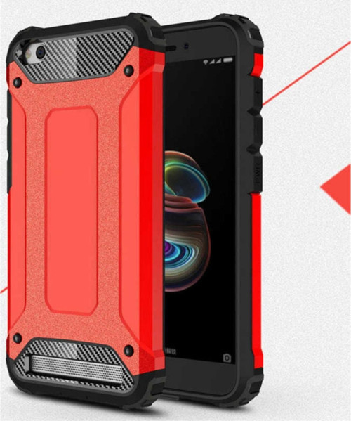 Xiaomi Redmi 5 Kapak Çift Katmanlı Zırh Tank Kılıf - Kırmızı