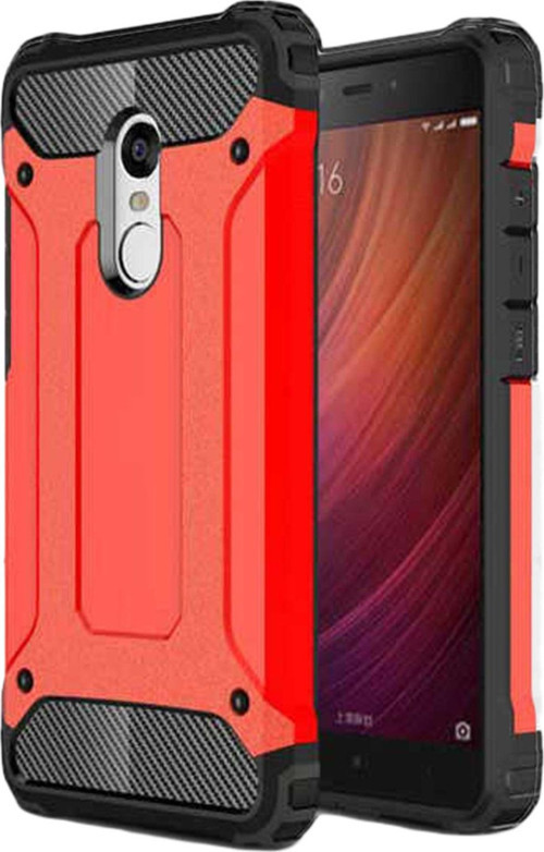 Xiaomi Redmi 5 PLus Kapak Çift Katmanlı Zırh Tank Kılıf - Kırmızı