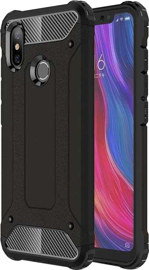 Xiaomi Mi 8 SE Kapak Çift Katmanlı Zırh Tank Kılıf - Siyah