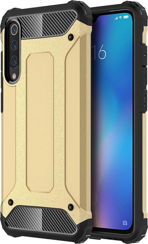 Xiaomi Mi 9 Kapak Çift Katmanlı Zırh Tank Kılıf - Gold