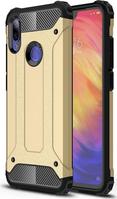 Xiaomi Redmi 7 Kapak Çift Katmanlı Zırh Tank Kılıf - Gold