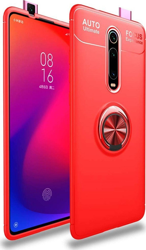 Xiaomi Mi 9 T Kılıf Renkli Yüzüklü Manyetik Silikon Kapak Kırmızı - Kırmızı