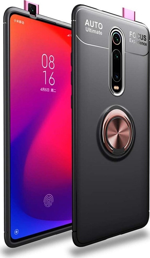Xiaomi Mi 9 T Kılıf Renkli Yüzüklü Manyetik Silikon Kapak Siyah - Rose gold