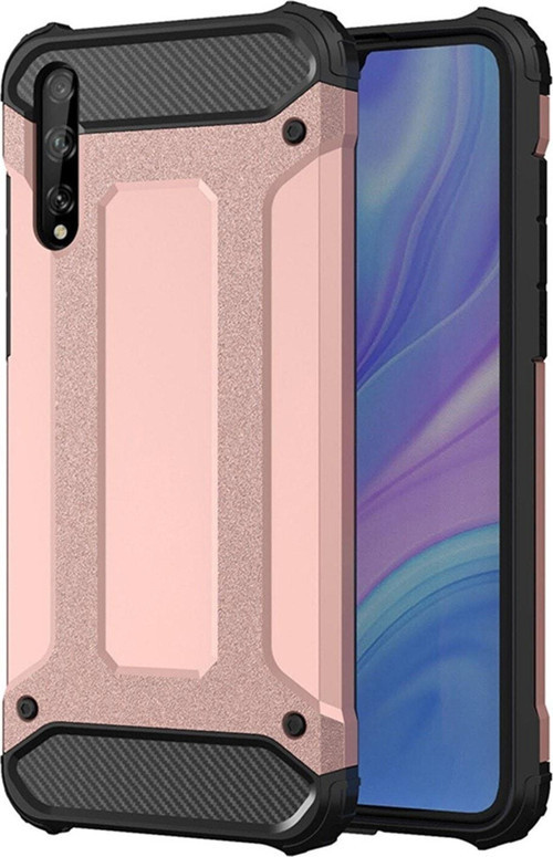 Huawei Y8P Kapak Çift Katmanlı Zırh Tank Kılıf - Rose Gold