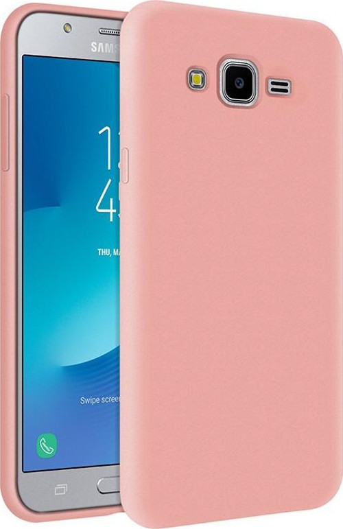 Samsung Galaxy J7 Core İçi Kadife Soft Logosuz Lansman Silikon Kılıf - Pembe