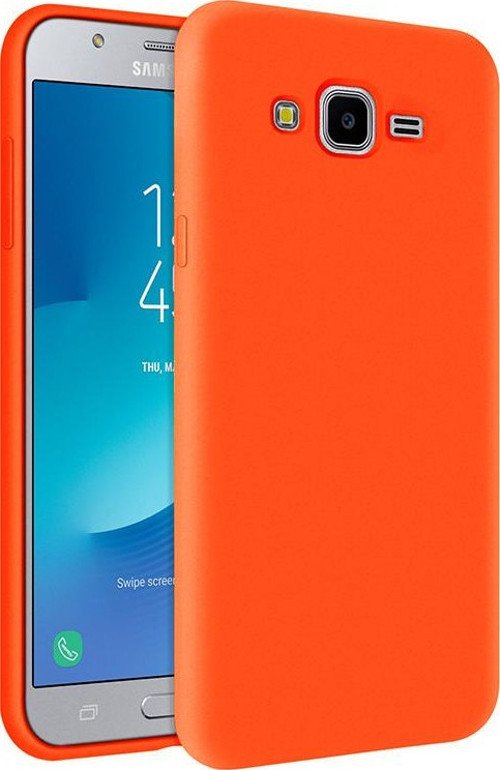 Samsung Galaxy J7 Core İçi Kadife Soft Logosuz Lansman Silikon Kılıf - Turuncu