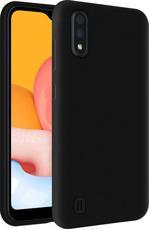 Samsung Galaxy M01 İçi Kadife Soft Logosuz Lansman Silikon Kılıf - Siyah