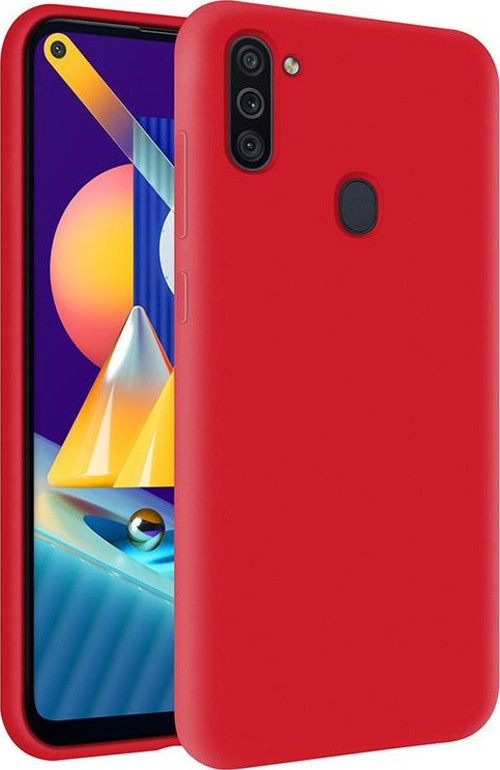 Samsung Galaxy M11 İçi Kadife Soft Logosuz Lansman Silikon Kılıf - Kırmızı