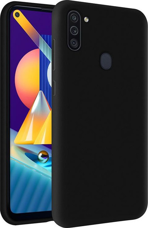 Samsung Galaxy M11 İçi Kadife Soft Logosuz Lansman Silikon Kılıf - Siyah
