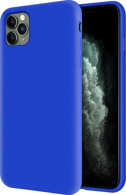 Apple iPhone 11 Pro Max İçi Kadife Soft Logosuz Lansman Silikon Kılıf - Mavi