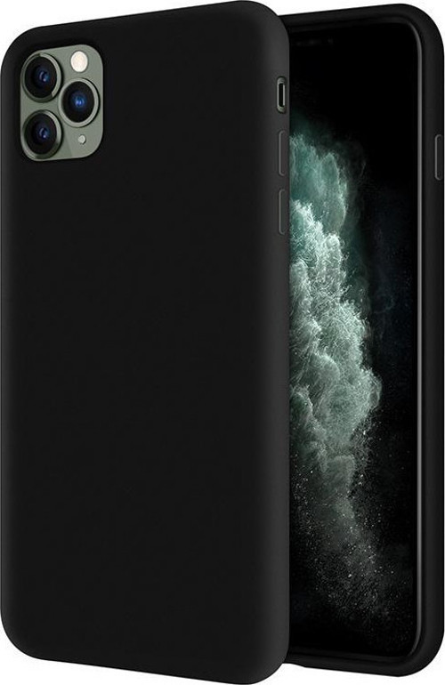 Apple iPhone 11 Pro Max İçi Kadife Soft Logosuz Lansman Silikon Kılıf - Siyah