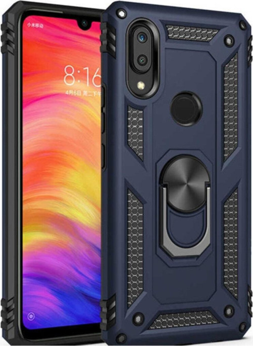Samsung Galaxy M20 Kapak Yüzüklü Stantlı Panzer Tank Kılıf - Lacivert