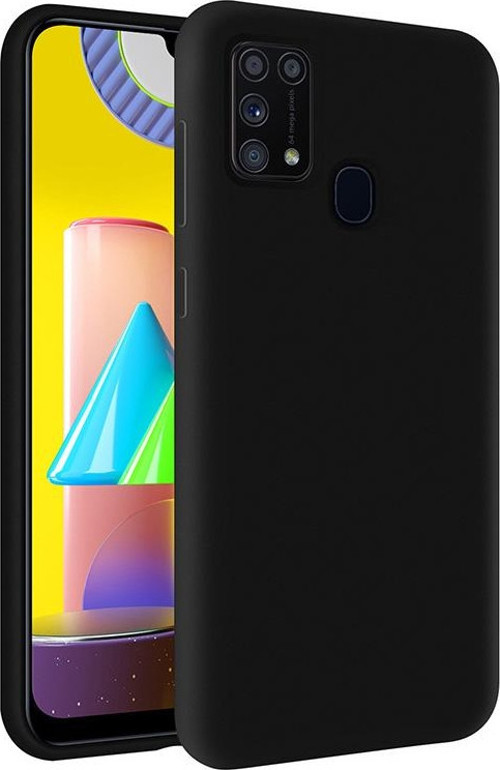 Samsung Galaxy M31 içi Kadife Soft Logosuz Lansman Silikon Kılıf - Siyah