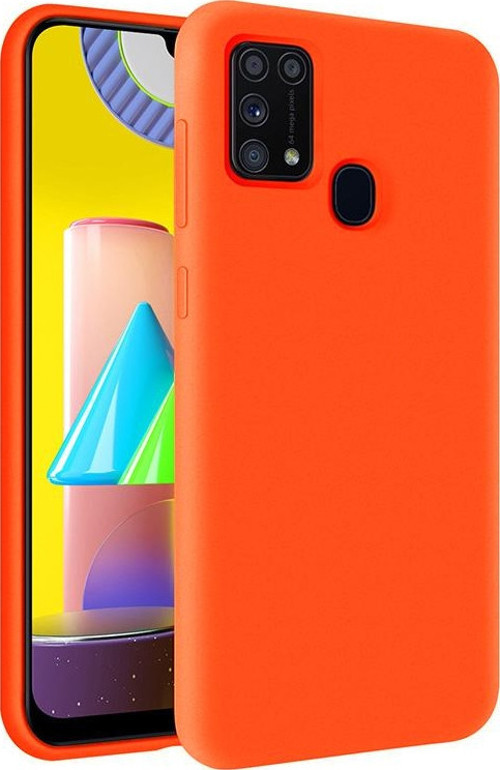 Samsung Galaxy M31 İçi Kadife Soft Logosuz Lansman Silikon Kılıf - Turuncu