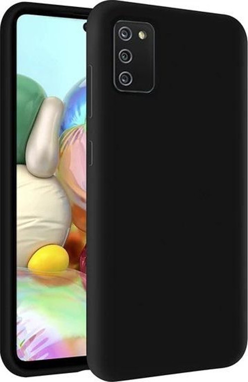 Samsung Galaxy A02S Kapak Içi Kadife Soft Logosuz Lansman Silikon Kılıf - Siyah