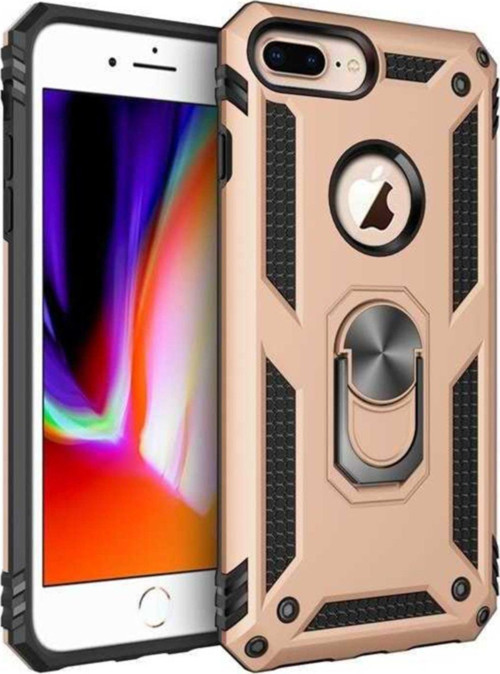 Apple iPhone 6 Plus Kapak Yüzüklü Stantlı Panzer Tank Kılıf - Gold